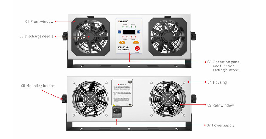 Quạt Khí Ion Hai Đầu KF-40AR KESD-Cao Tần Chống Tĩnh Điện Công Nghiệp