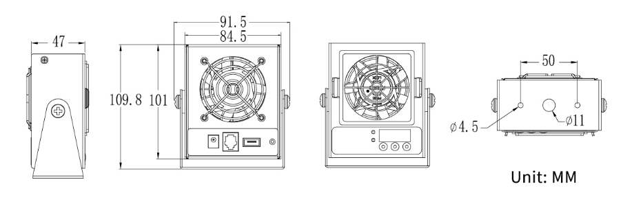 Quạt Khí Ion Hóa Tần Số Cao Chống Tĩnh Điện Để Bàn Mini KF-06WR Dùng Cho Xưởng