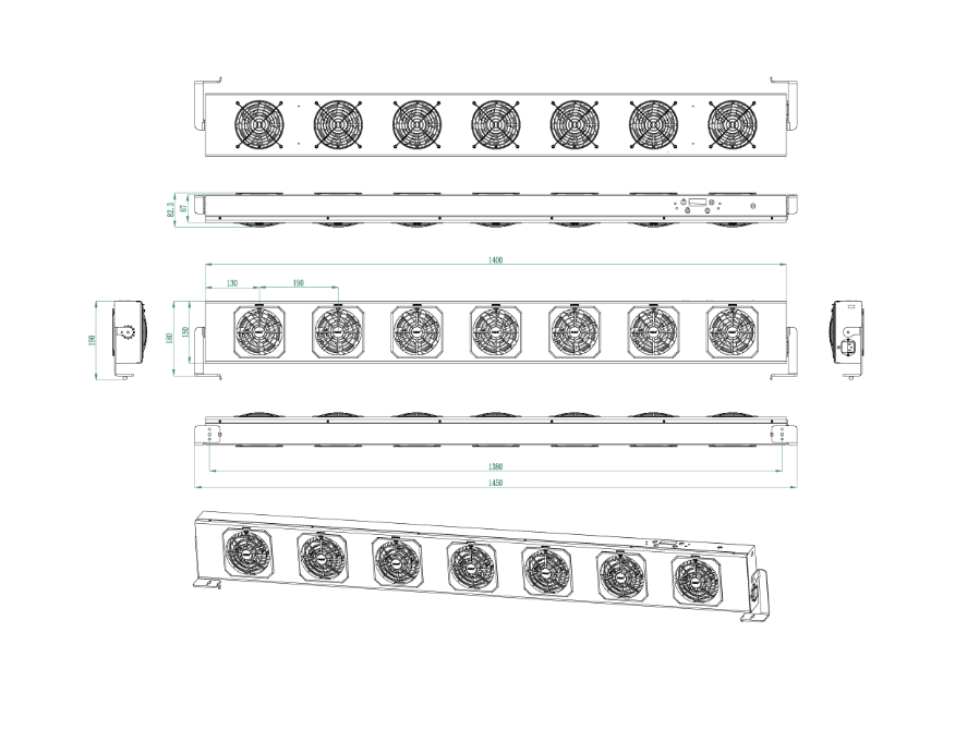 Quạt khử tĩnh điện đa đầu KF-150AR